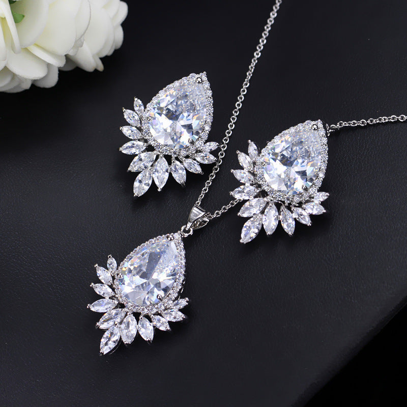Bridal Sapphire Earring and Pendant Set
