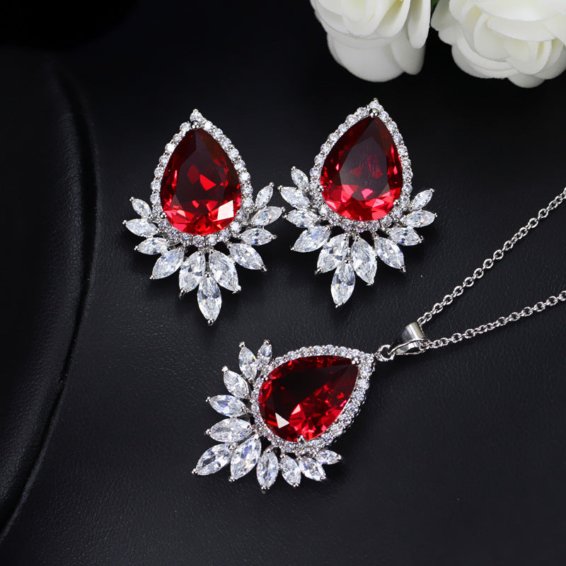Bridal Sapphire Earring and Pendant Set
